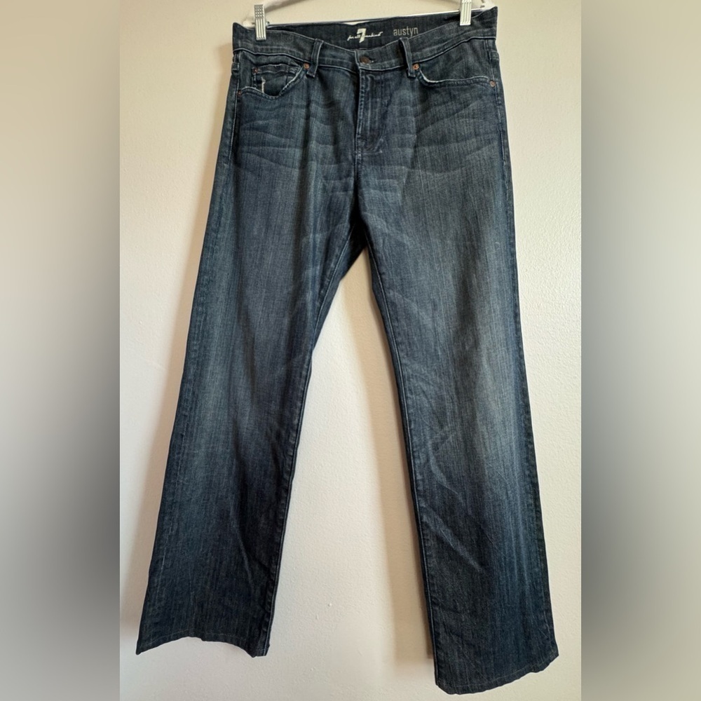 7 For All Mankind Men's Austyn Relaxed Fit Straight Leg Jeans 34x31.5”